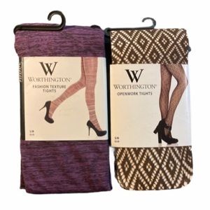 NEW 2 Pairs Worthington Fashion Tights Small/Med